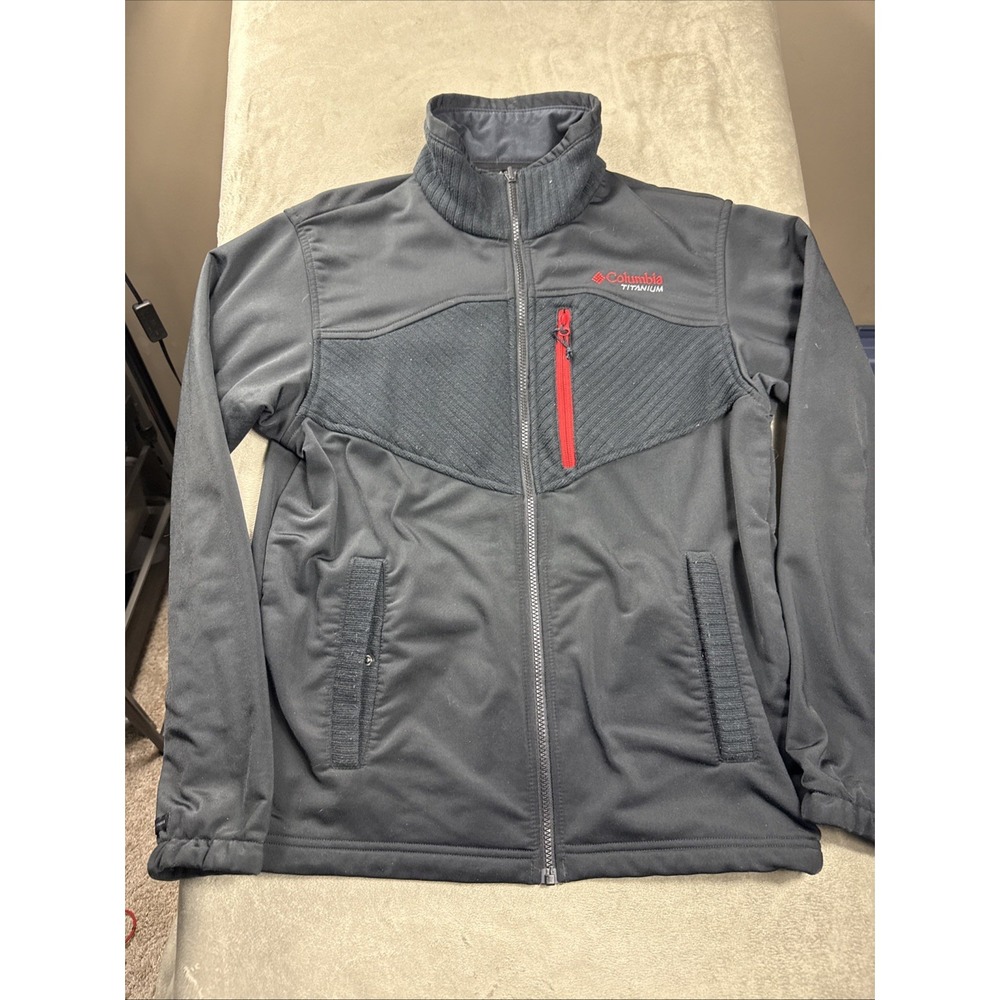 Columbia Titanium Jacket Mens Med Black/Red Fleece Full Zip Interchange Coat EUC - Picture 3 of 16